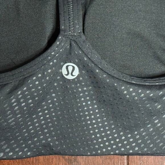 Lululemon Flow Y Wrap Front High Neck Bra Black LW2EJHS in RHEM Women Size 4 B/C - Picture 3 of 10